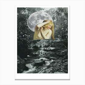 Woman in the moon Canvas Print