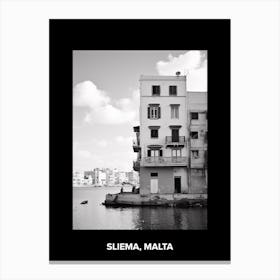 Poster Of Sliema, Malta, Mediterranean Black And White Photography Analogue 4 Canvas Print