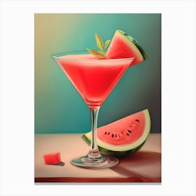 Watermelon Daiquiri Cocktail With One Slice Of Watermelon Canvas Print