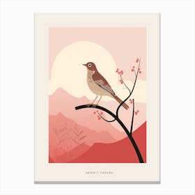 Minimalist Hermit Thrush 4 Bird Poster Canvas Print