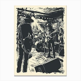 Duotone Illustration Live Music Scene Austin Texas  3 Canvas Print