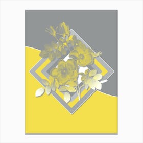 Vintage Austrian Briar Rose Botanical Geometric Art in Yellow and Gray n.185 Canvas Print