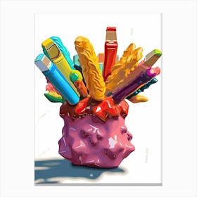 Fancy Pencil Holder Oil Painting 2 Canvas Print