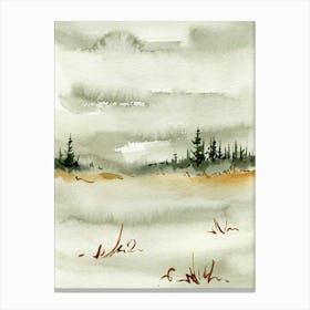 Watercolor Of Pine Trees Canvas Print
