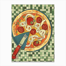 Gourmet Pizza On A Tiled Background 4 Canvas Print