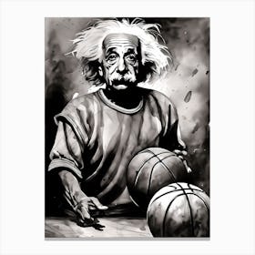 Albert Einstein Playing Basketball Abstract Painting (5) Canvas Print
