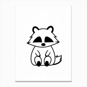 A Minimalist Line Art Piece Of A Cute Raccoon 2 Canvas Print