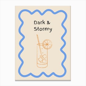 Dark & Stormy Doodle Poster Blue & Orange Canvas Print