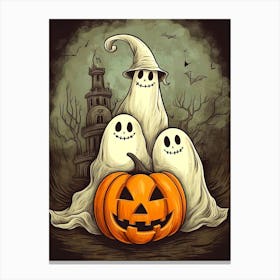 Ghosts And Pumpkins Canvas Print