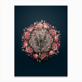 Vintage Allium Scorzonera Folium Flower Wreath on Teal Blue n.2680 Canvas Print