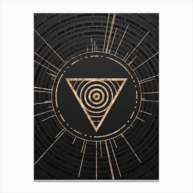 Geometric Glyph Symbol in Gold with Radial Array Lines on Dark Gray n.0263 Canvas Print