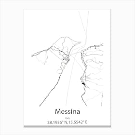 Messina,Italy Minimalist Map Canvas Print