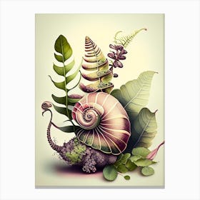 Snail With Splattered Background Botanical Canvas Print