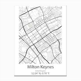 Milton,Canada Minimalist Map Canvas Print