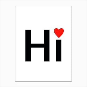 Hi Heart Red Canvas Print