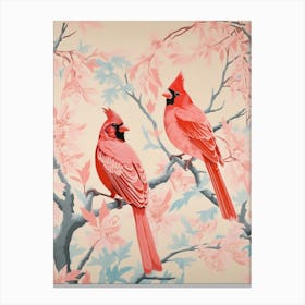 Vintage Japanese Inspired Bird Print Cardinal 4 Canvas Print
