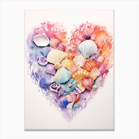 Shell Heart Rainbow Detailed Heart 1 Canvas Print
