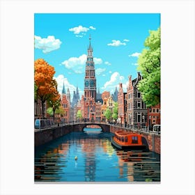 Amsterdam Pixel Art 4 Canvas Print