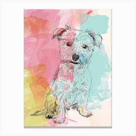 Pastel Norfolk Terrier Dog Line Illustration 1 Canvas Print