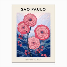 Sao Paulo Brazil Botanical Flower Market Poster Canvas Print
