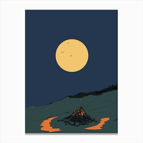 Moonlit Night Camp Fire Toile