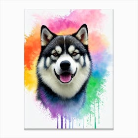 Alaskan Malamute Rainbow Oil Painting dog Canvas Print