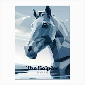 The Kelpies Scotland Sculpture Digital Travel Illustration Canvas Print