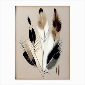 Feather And Birds 1, Symbol Abstract Painting Canvas Print