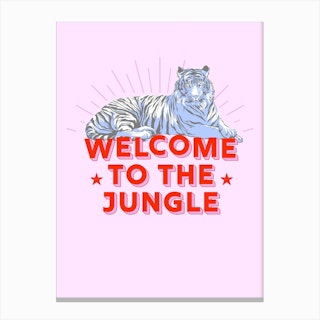 Welcome To The Jungle Retro Tiger Canvas Print