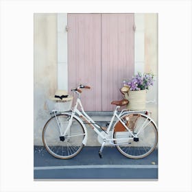 Bike In Front Of A Pink Door Canvas Print