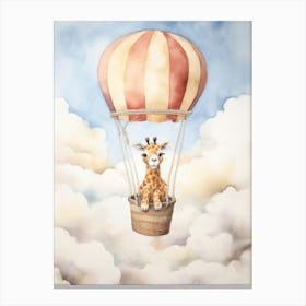 Baby Giraffe 2 In A Hot Air Balloon Canvas Print