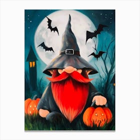 Wizard Gnome With Pumpkins Canvas Print