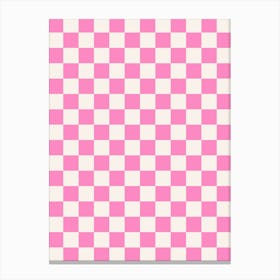 Checkerboard Cotton Candy Pink Canvas Print