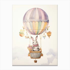 Baby Rabbit 2 In A Hot Air Balloon Canvas Print