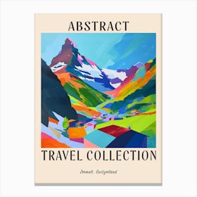 Abstract Travel Collection Poster Zermatt Switzerland 1 Canvas Print