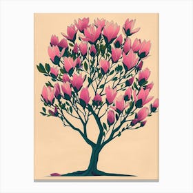 Magnolia Tree Colourful Illustration 4 Canvas Print