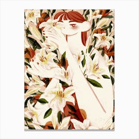 Lilies   Apricots Canvas Print