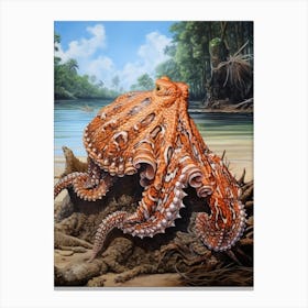 Coconut Octopus Illustration 12 Canvas Print