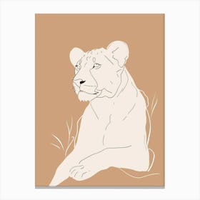 Lion - Boho, Line Art 9 Canvas Print