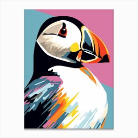 Andy Warhol Style Bird Puffin 2 Canvas Print