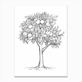 Peach Tree Minimalistic Drawing 1 Canvas Print