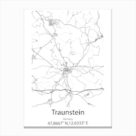 Traunstein,Germany Minimalist Map Canvas Print