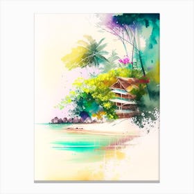 Koh Phayam Thailand Watercolour Pastel Tropical Destination Canvas Print