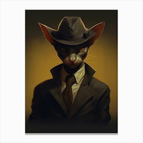 Gangster Cat Shorthair Cat Canvas Print