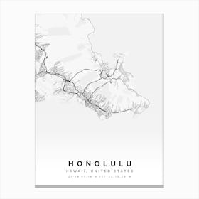 Honolulu Hawaii USA White Map Canvas Print