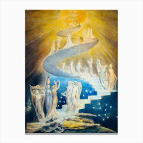 Jacobs Ladder or "Jacob's Dream' by William Blake 1805 HD Remastered Stairway to Heaven - 300dpi Immaculate Angels Canvas Print