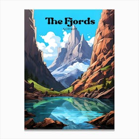 The Fjords Norway Mountain Modern Travel Illustration Canvas Print