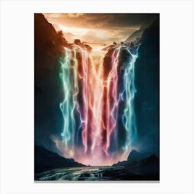 Waterfall With Rainbows Canvas Print