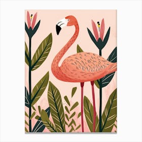 Chilean Flamingo Heliconia Minimalist Illustration 2 Canvas Print
