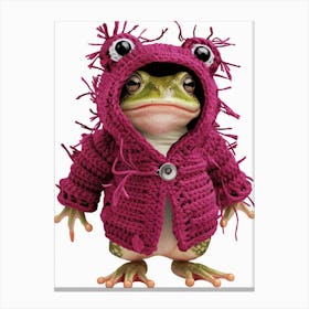 Frog In Pink Sweater 2 Canvas Print